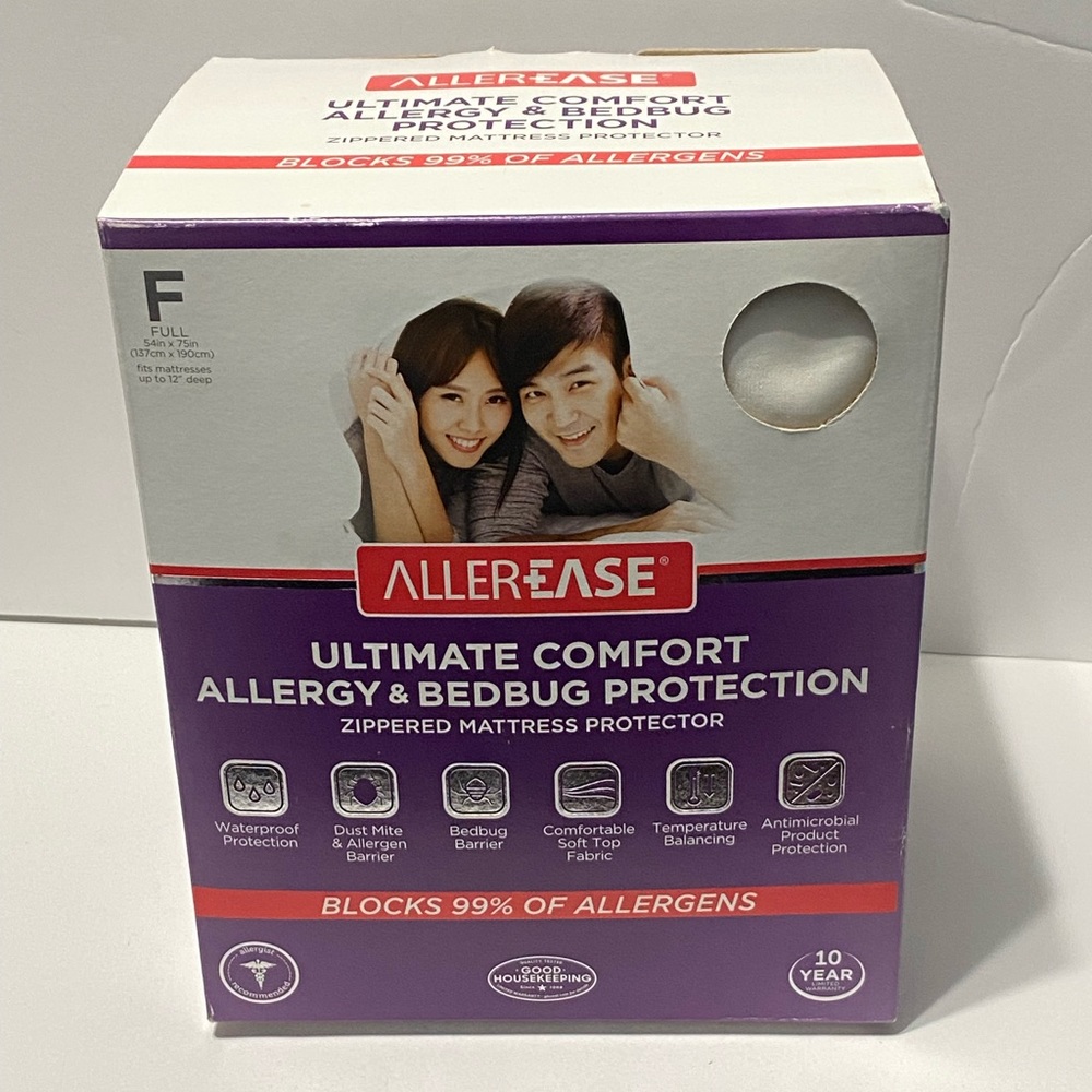 Allerease Allergy & Bedbug Protection Zippered Mattress Protector Full Size - Picture 3 of 12